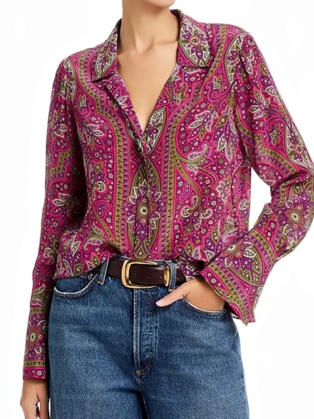 NWT KOBI HALPERIN Sawyer Paisley Print Woven Shirt Paisley Print Button-Front Sh